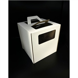 ОПТ 25! Коробка для торта 26х26х28 см с окном, с ручками (микрогофрокартон)