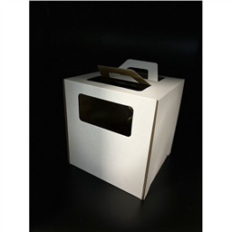 ОПТ 50! ! Коробка для торта 24х24х26 см с окном, с ручками (микрогофрокартон)