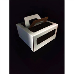 ОПТ 50! Коробка для торта 18х18х10 см с окном, с ручками (микрогофрокартон)