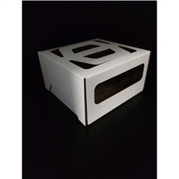 ОПТ 50! ! Коробка для торта 22х22х11,5 см с окном, с ручками (микрогофрокартон)