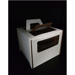 ОПТ 50! ! Коробка для торта 28х28х20 с окном,ручками (плотный гофрокартон)